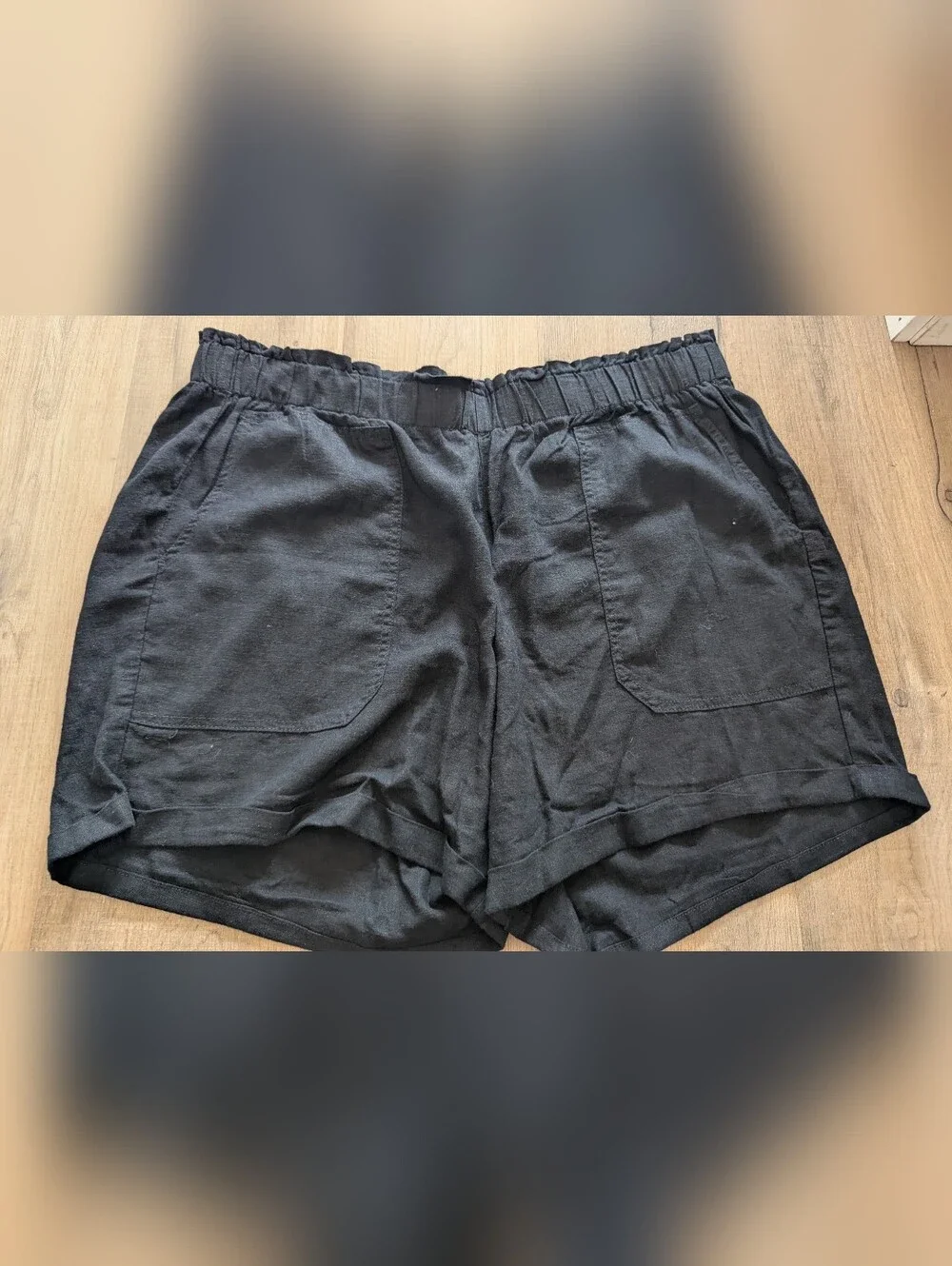 Briggs New York Black High-Waist Linen-Blend Shorts - Picture 2 of 8
